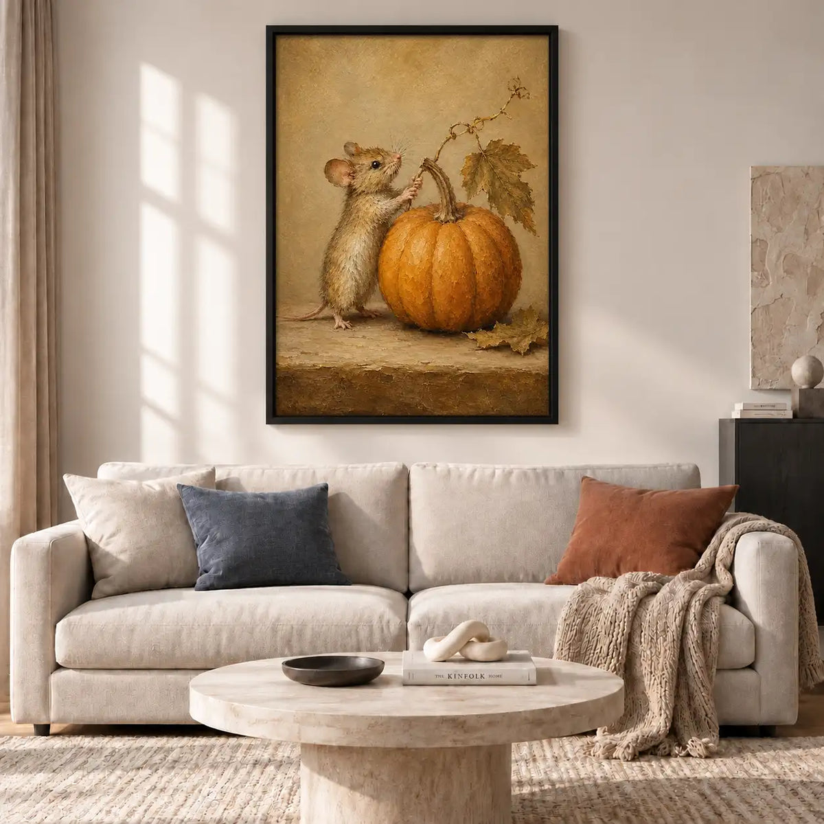 Mouse Resting beside Pumpkin Wall Art 2