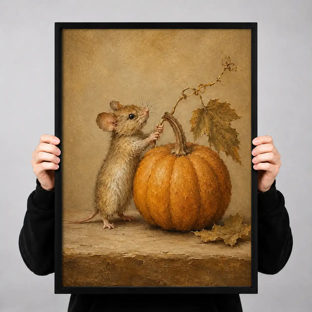 Mouse Resting beside Pumpkin Wall Art 3