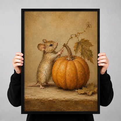 Mouse Resting beside Pumpkin Wall Art 3
