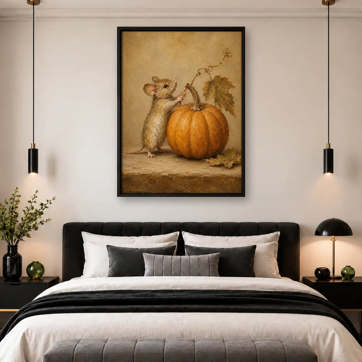 Mouse Resting beside Pumpkin Wall Art 4
