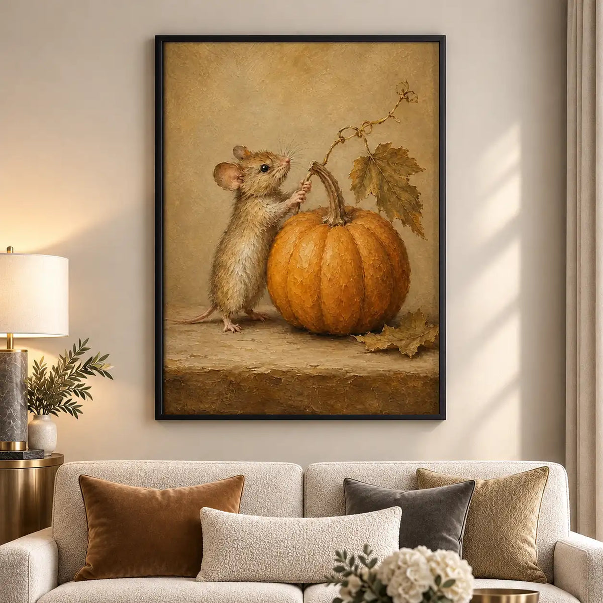 Mouse Resting beside Pumpkin Wall Art 5