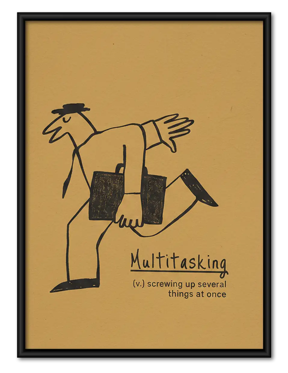 Multitasking Four Armed Office Figure Wall Art 1