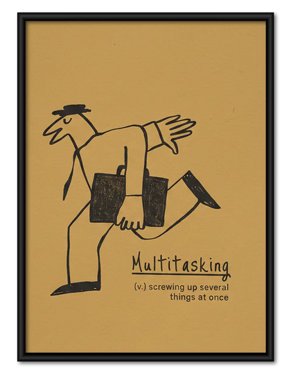 Multitasking Four Armed Office Figure Wall Art