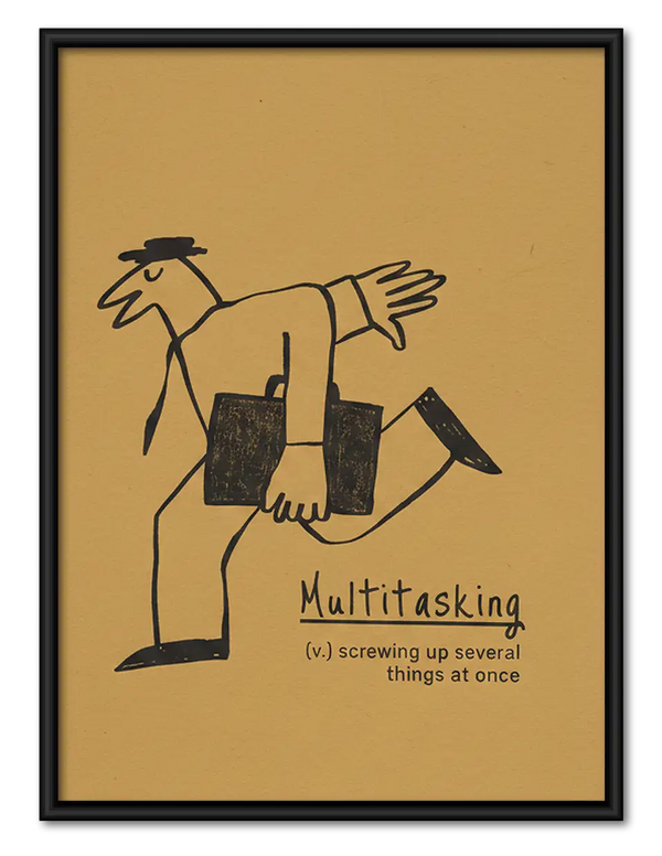 Multitasking Four Armed Office Figure Wall Art