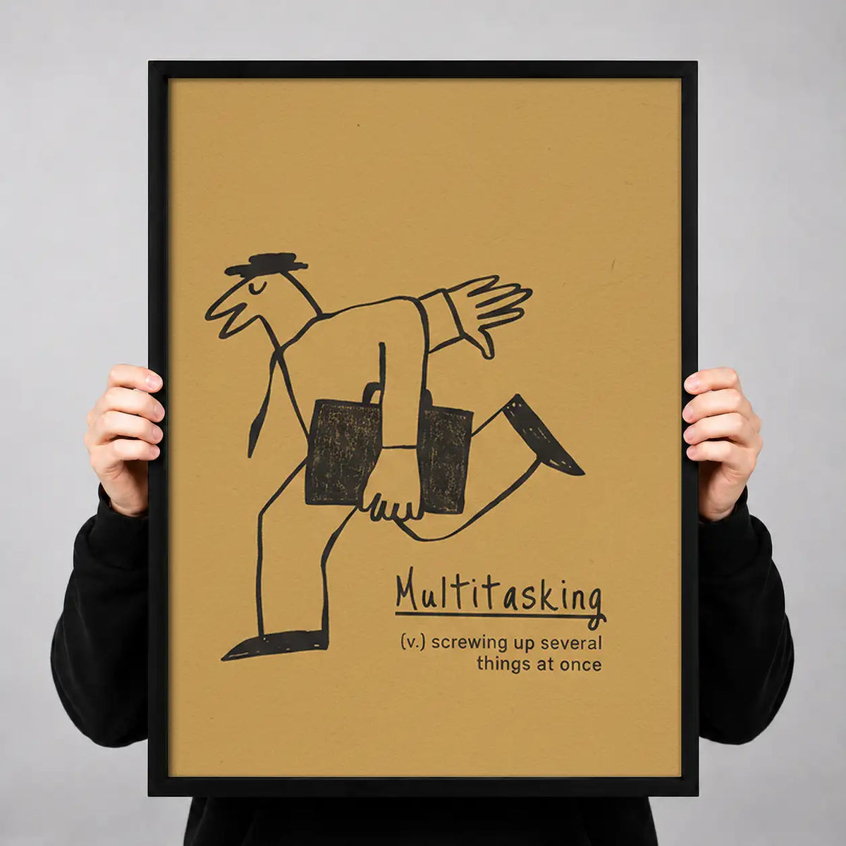 Multitasking Four Armed Office Figure Wall Art 3
