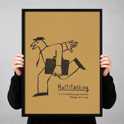 Multitasking Four Armed Office Figure Wall Art 3