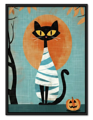 Mummy Cat Halloween Wall Art