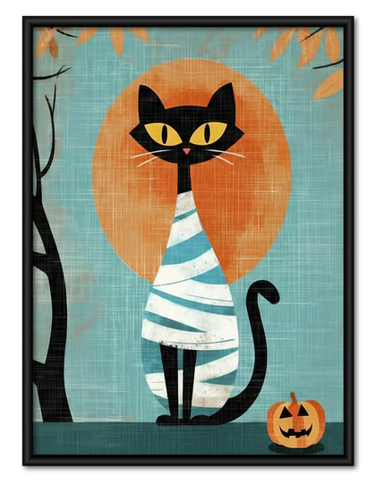 Mummy Cat Halloween Wall Art