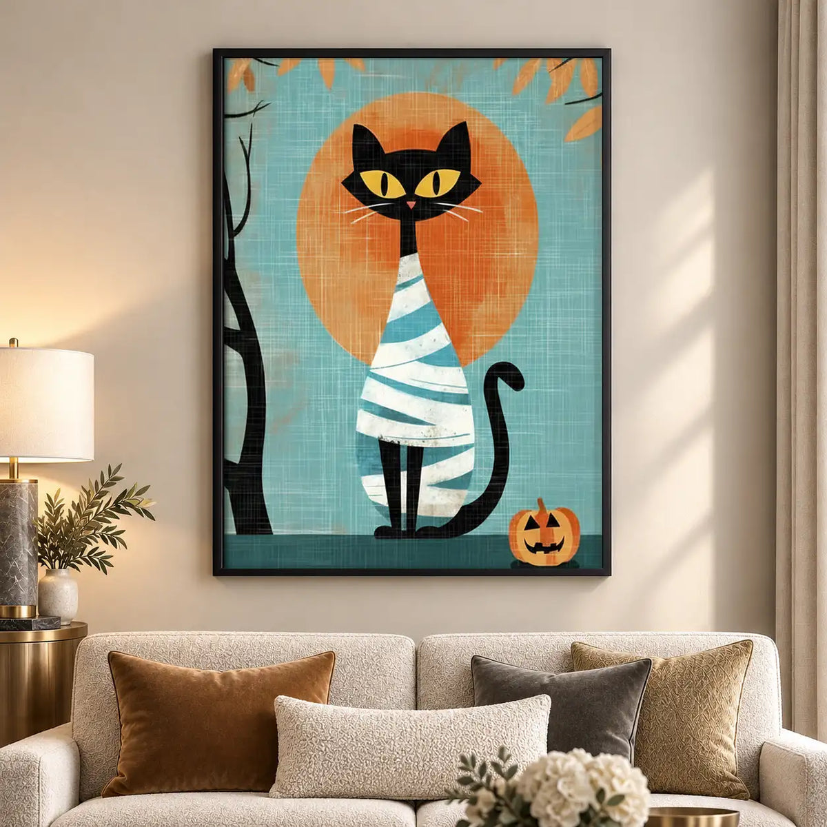 Mummy Cat Halloween Wall Art 5