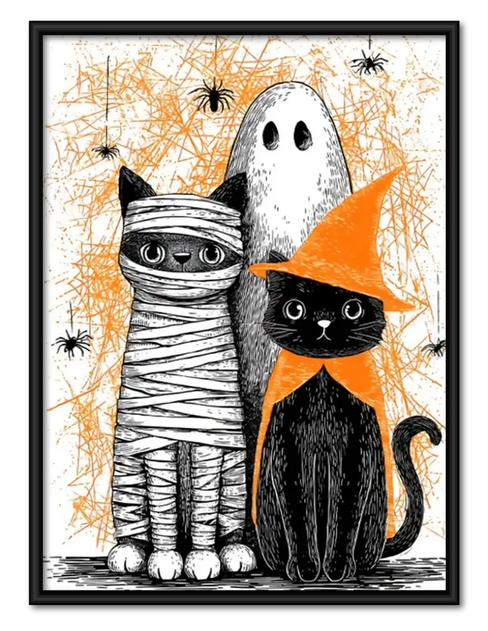 Mummy Ghost and Black Cat Wall Art 1