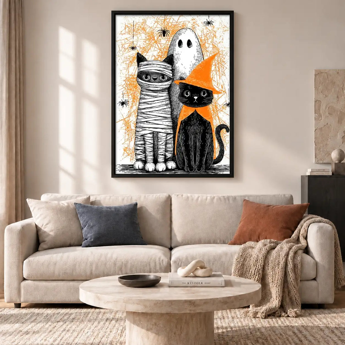 Mummy Ghost and Black Cat Wall Art 2