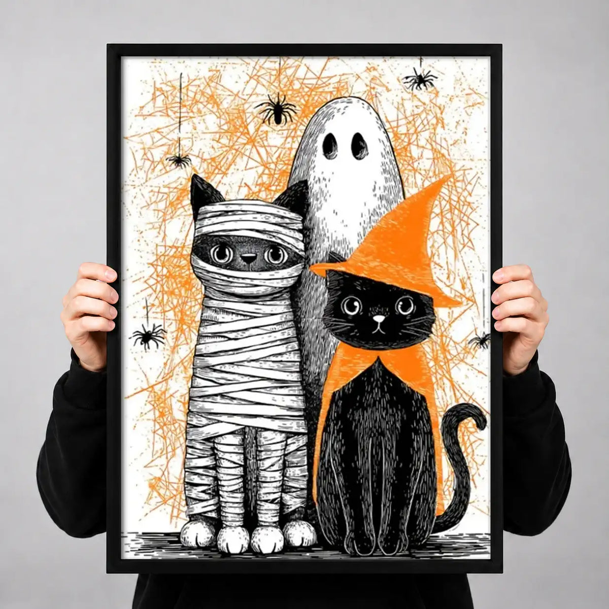 Mummy Ghost and Black Cat Wall Art 3