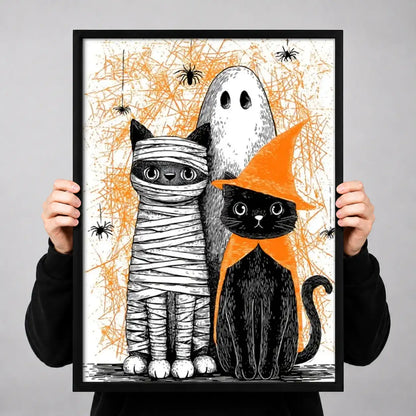 Mummy Ghost and Black Cat Wall Art 3
