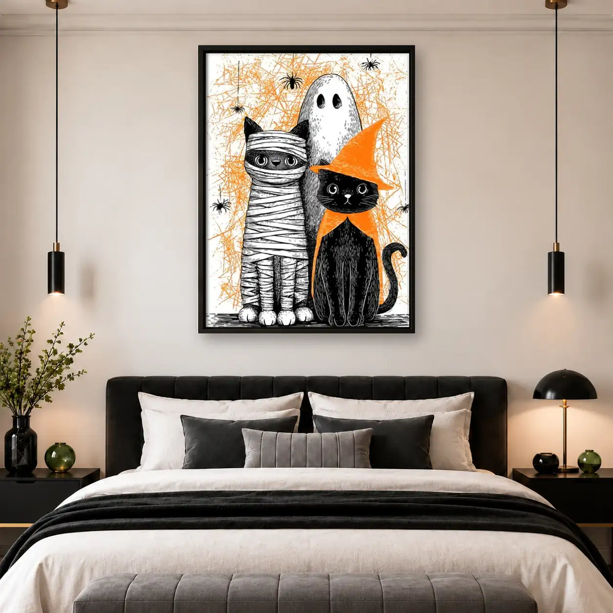 Mummy Ghost and Black Cat Wall Art 4