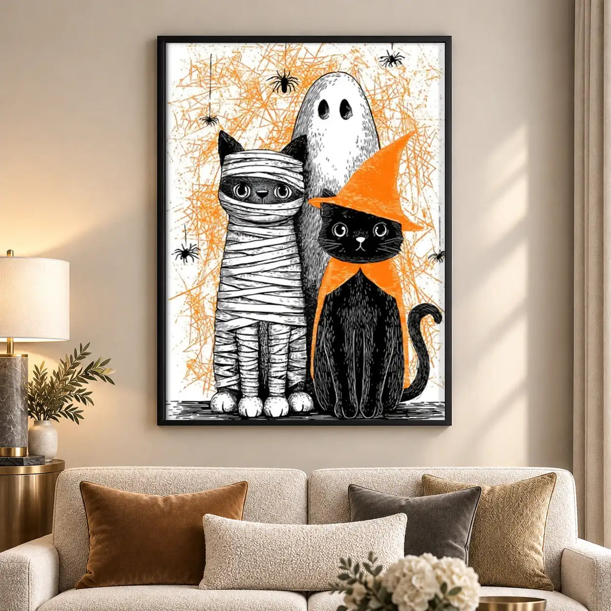 Mummy Ghost and Black Cat Wall Art 5