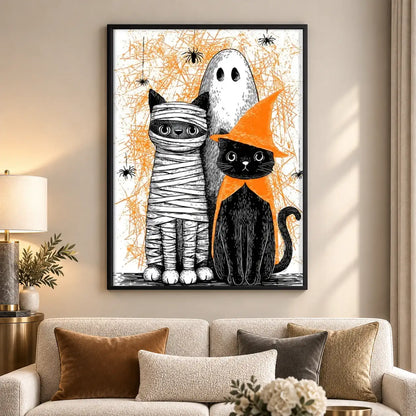 Mummy Ghost and Black Cat Wall Art 5