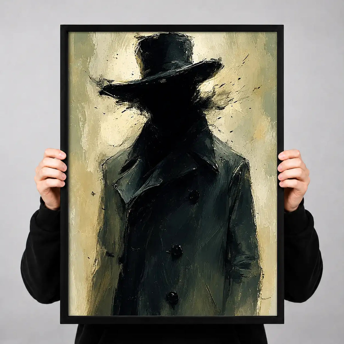 Mysterious Man in Black Fedora Wall Art 3