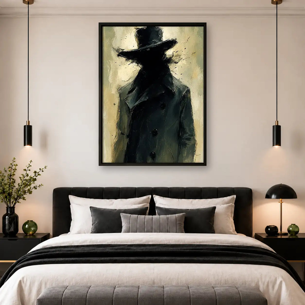 Mysterious Man in Black Fedora Wall Art 4