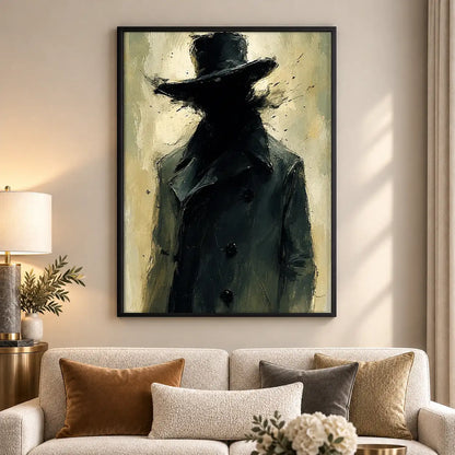 Mysterious Man in Black Fedora Wall Art 5