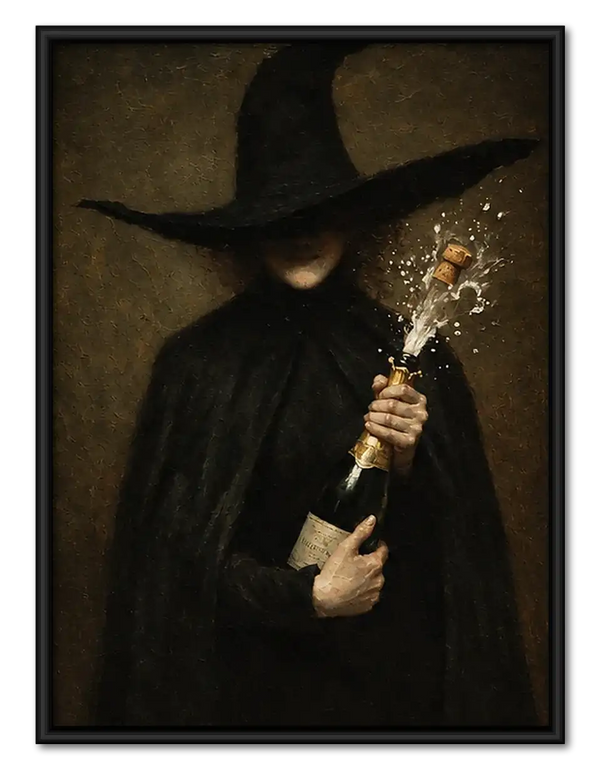 Mysterious Witch Holding White Flower Wall Art