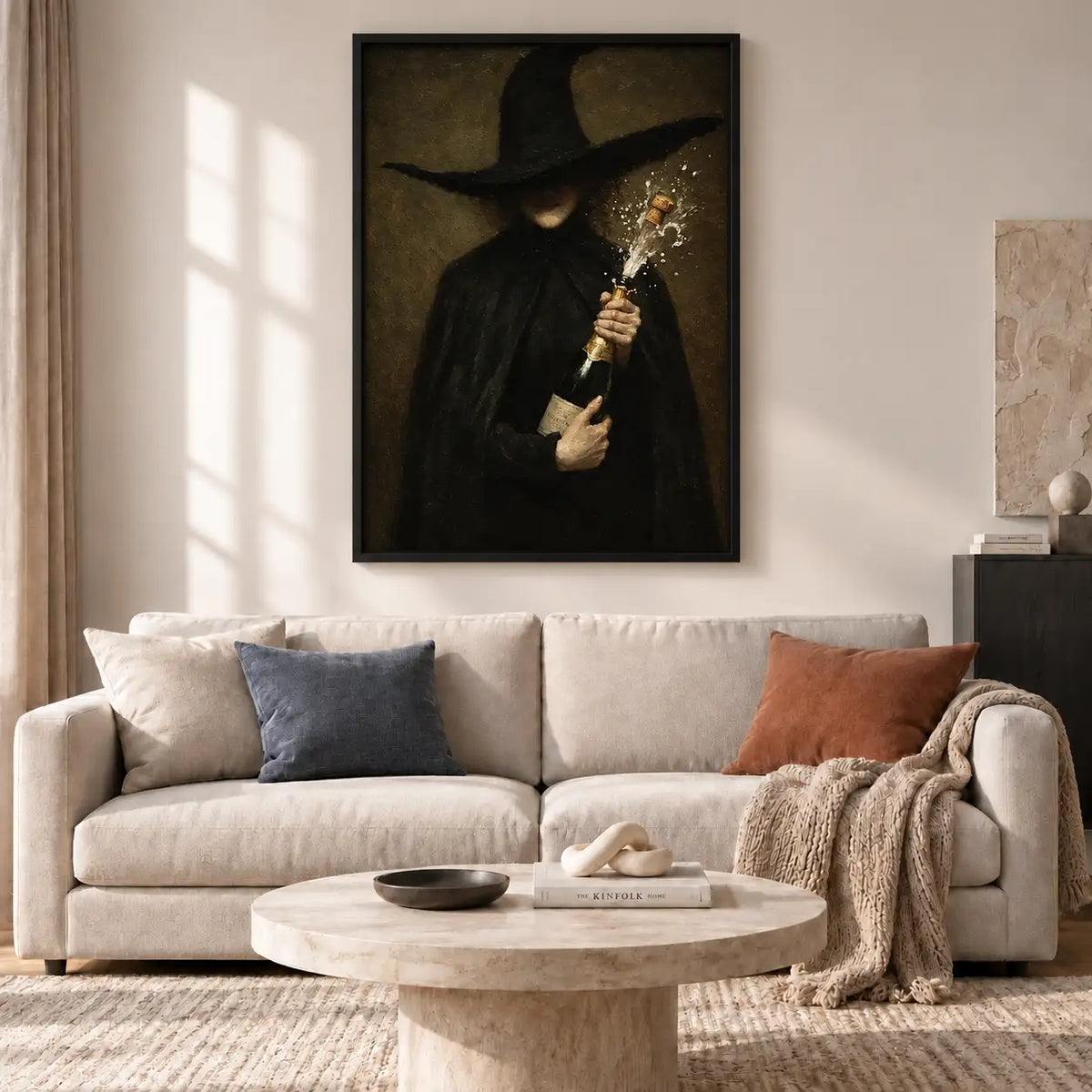 Mysterious Witch Holding White Flower Wall Art 2