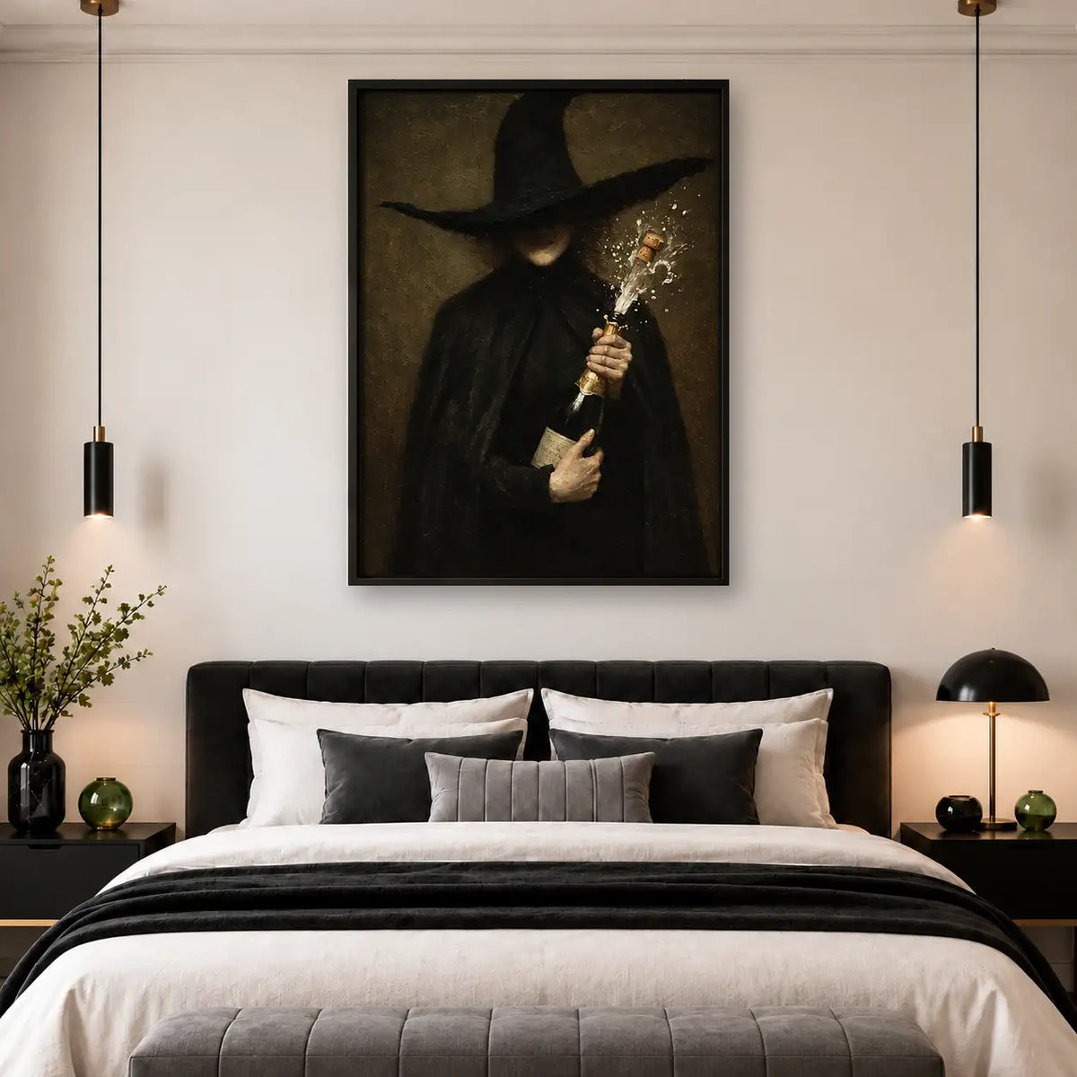 Mysterious Witch Holding White Flower Wall Art 4