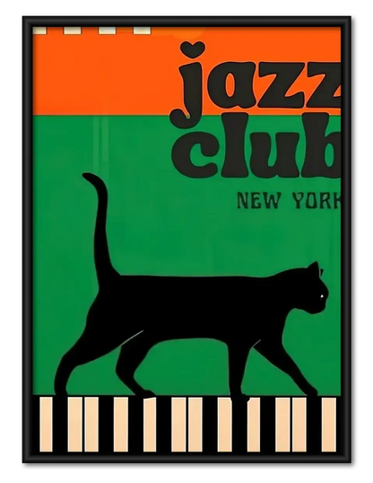 New York Jazz Club Cat Wall Art 1