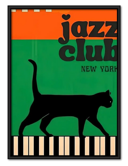 New York Jazz Club Cat Wall Art