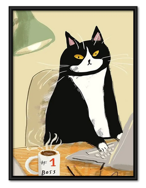 Number One Boss Office Cat Wall Art