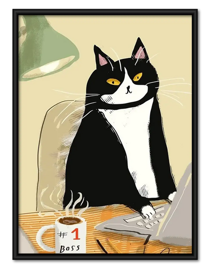 Number One Boss Office Cat Wall Art