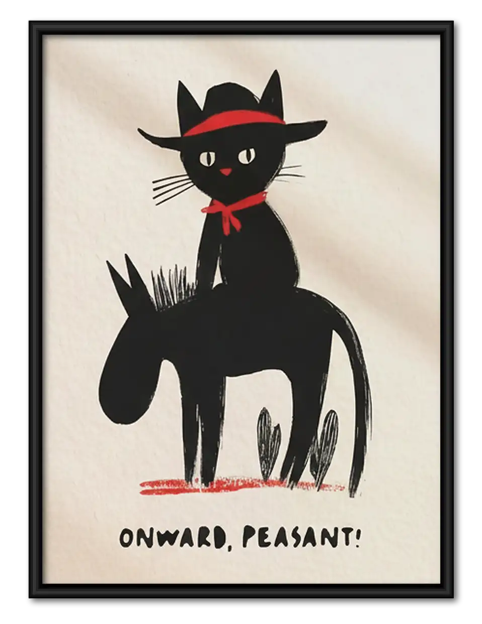 Onward Peasant Black Cat Rider Wall Art 1