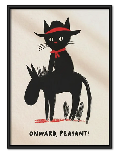 Onward Peasant Black Cat Rider Wall Art