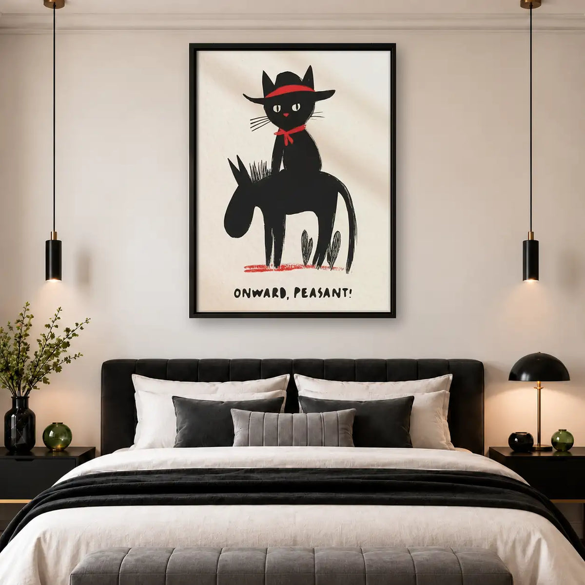 Onward Peasant Black Cat Rider Wall Art 4