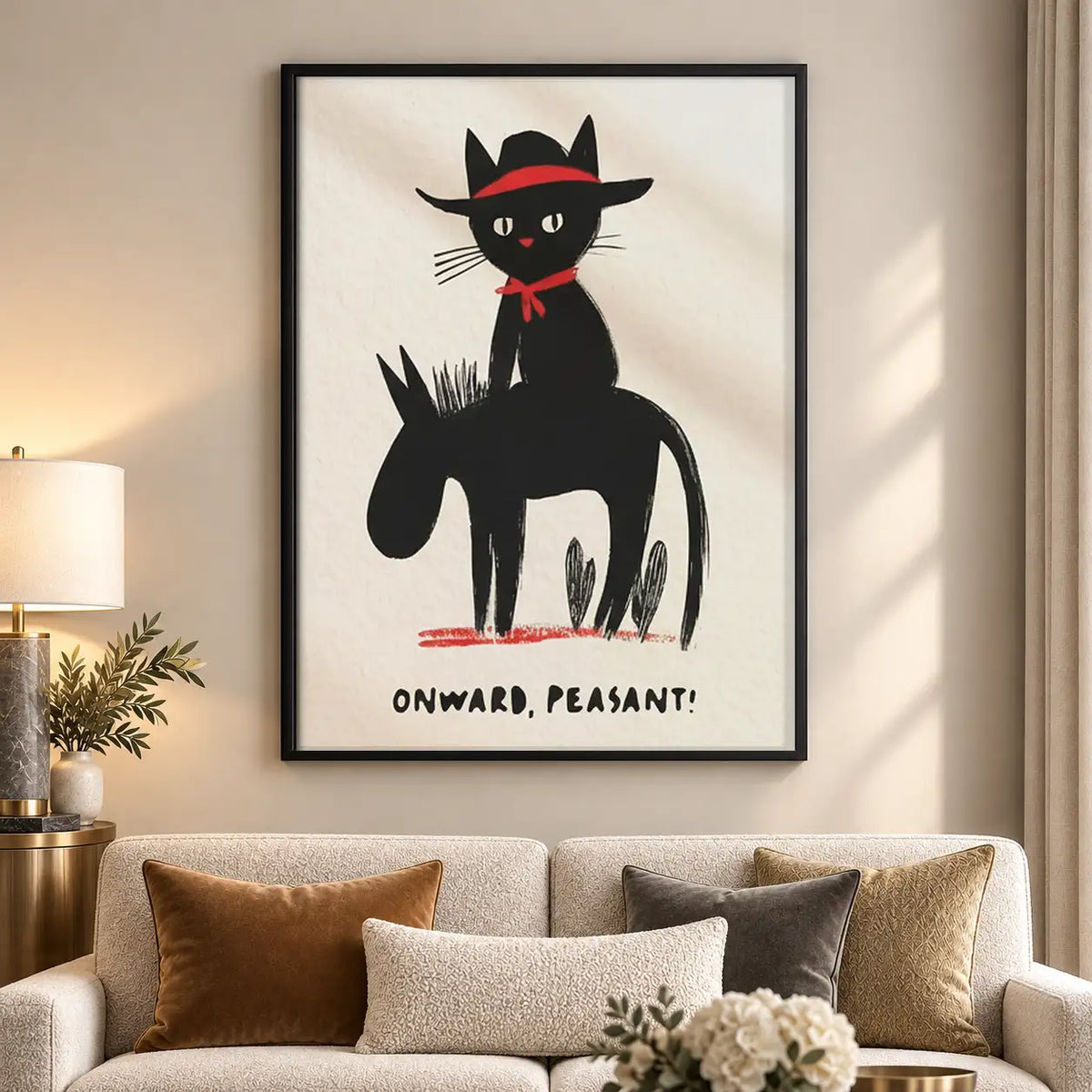 Onward Peasant Black Cat Rider Wall Art 5