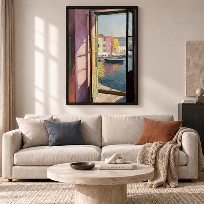 Open Door to Colorful Waterfront Wall Art 2