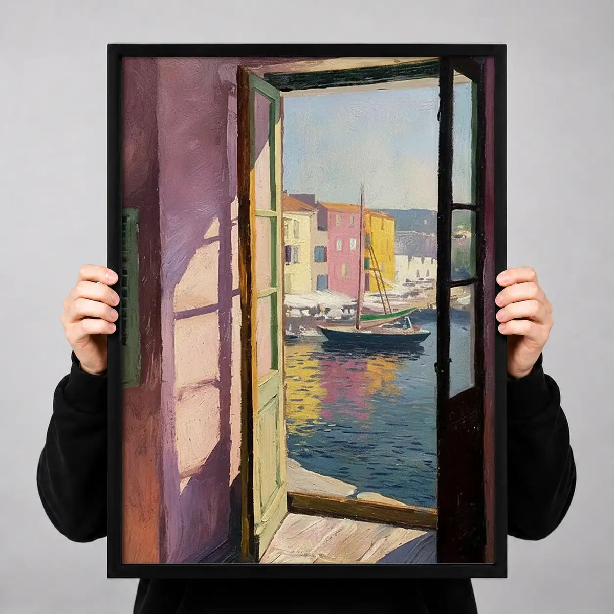 Open Door to Colorful Waterfront Wall Art 3