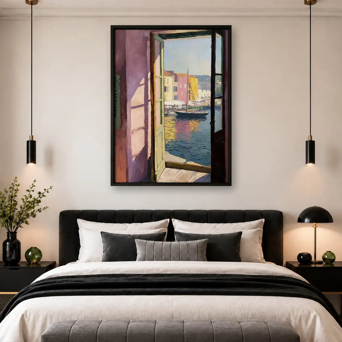 Open Door to Colorful Waterfront Wall Art 4
