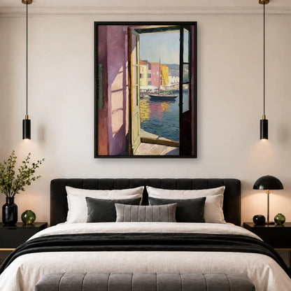 Open Door to Colorful Waterfront Wall Art 4