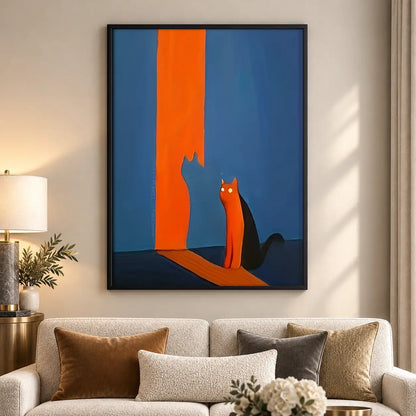 Orange Cat Casting Tall Shadow Wall Art 5