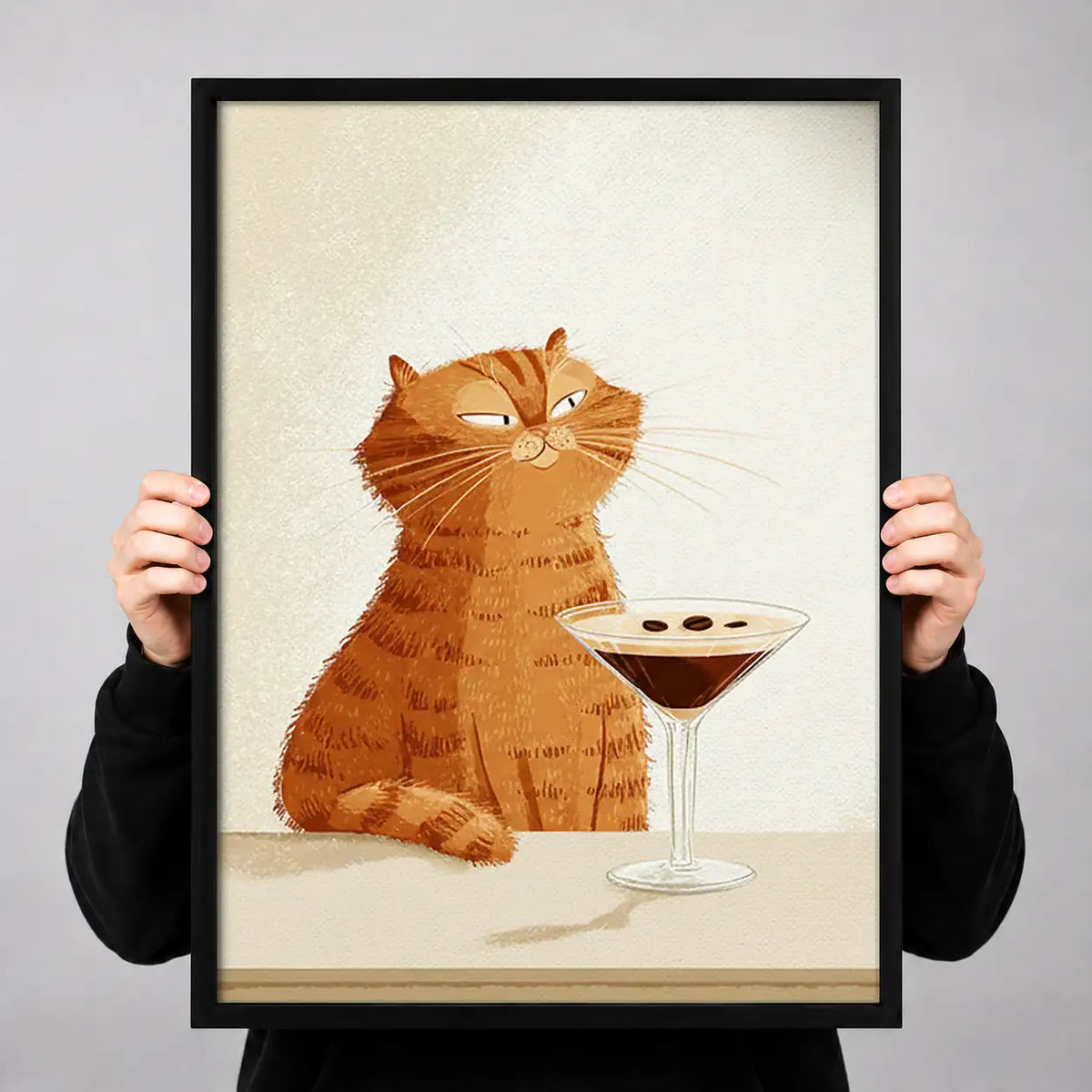 Orange Cat Holding Martini Wall Art 3