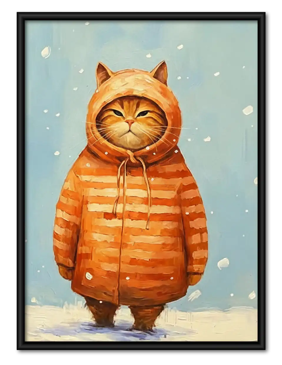 Orange Cat in Winter Coat Wall Art 1