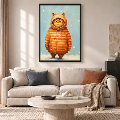 Orange Cat in Winter Coat Wall Art 2