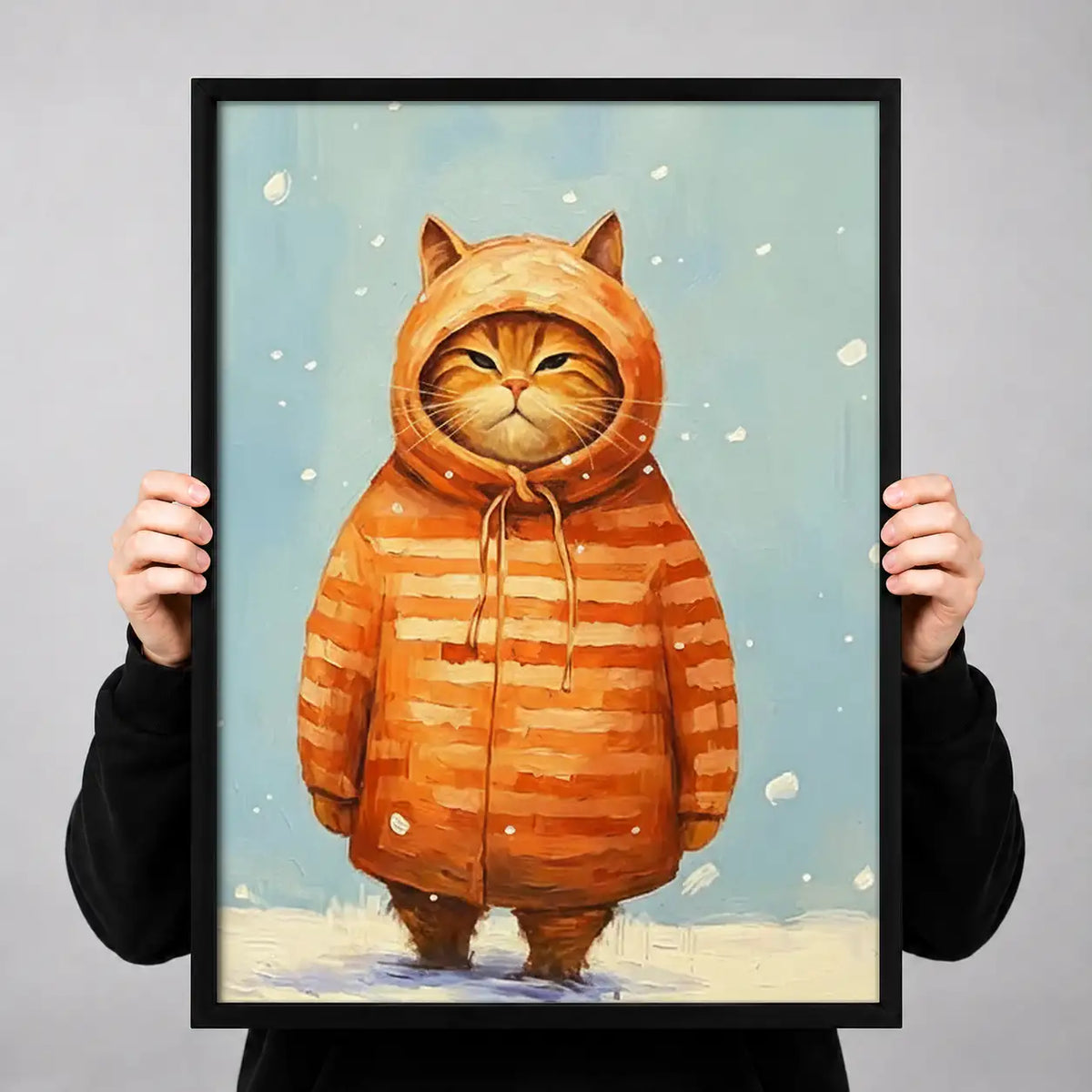 Orange Cat in Winter Coat Wall Art 3