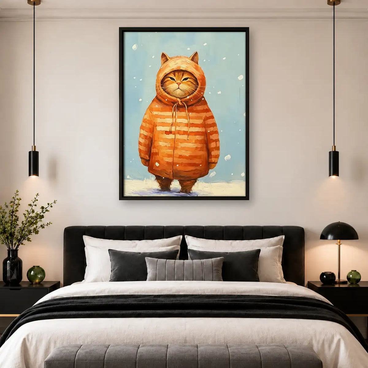 Orange Cat in Winter Coat Wall Art 4
