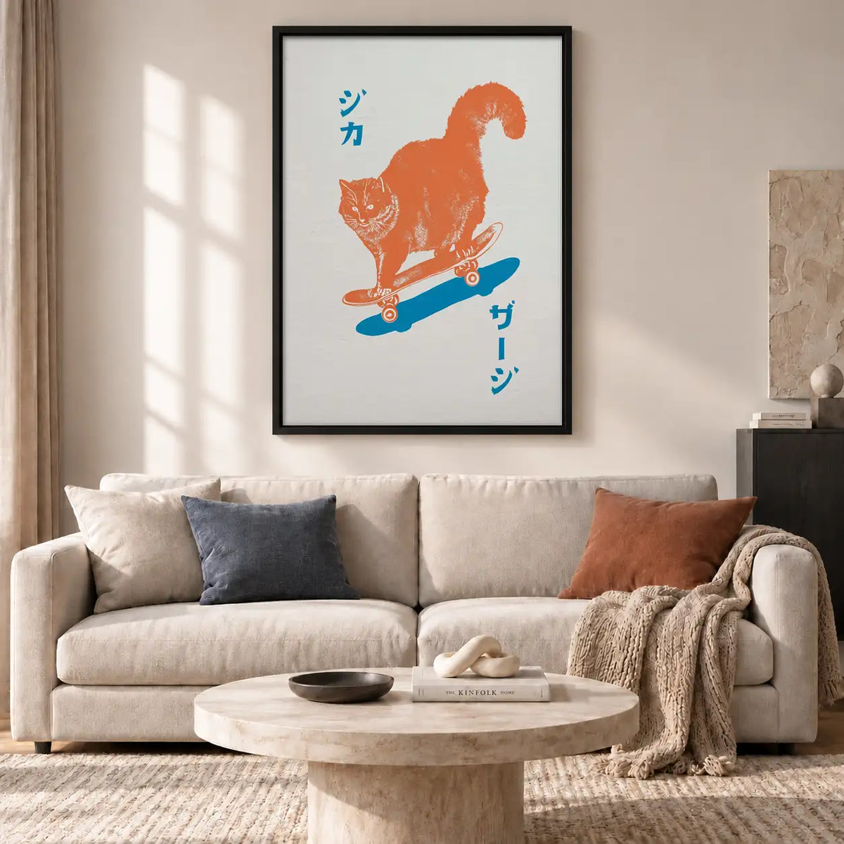 Orange Cat Skateboard Poster Wall Art 2