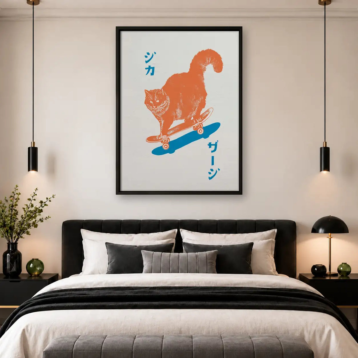 Orange Cat Skateboard Poster Wall Art 4