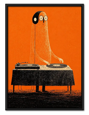Orange Character Playing Piano Wall Art