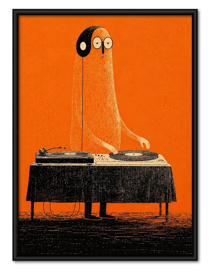 Orange Character Playing Piano Wall Art