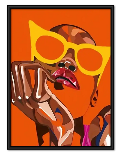 Orange Cubist Dog with Sunglasses Wall Art 1