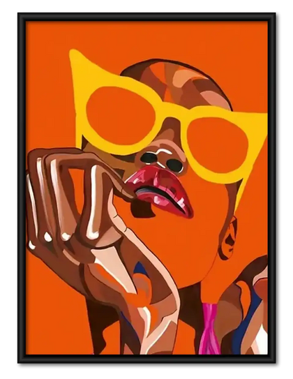Orange Cubist Dog with Sunglasses Wall Art